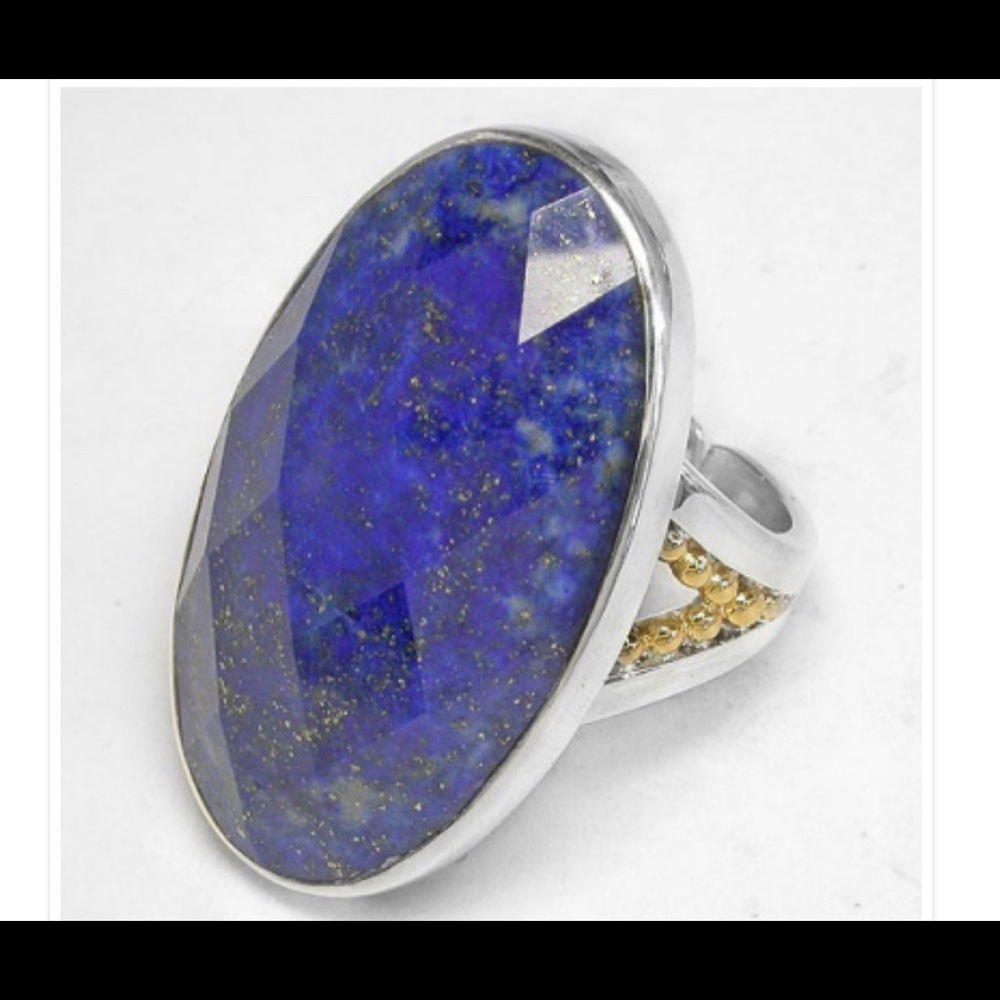 SAJEN-Faceted Lapis with Vermeil, Sterling Ring